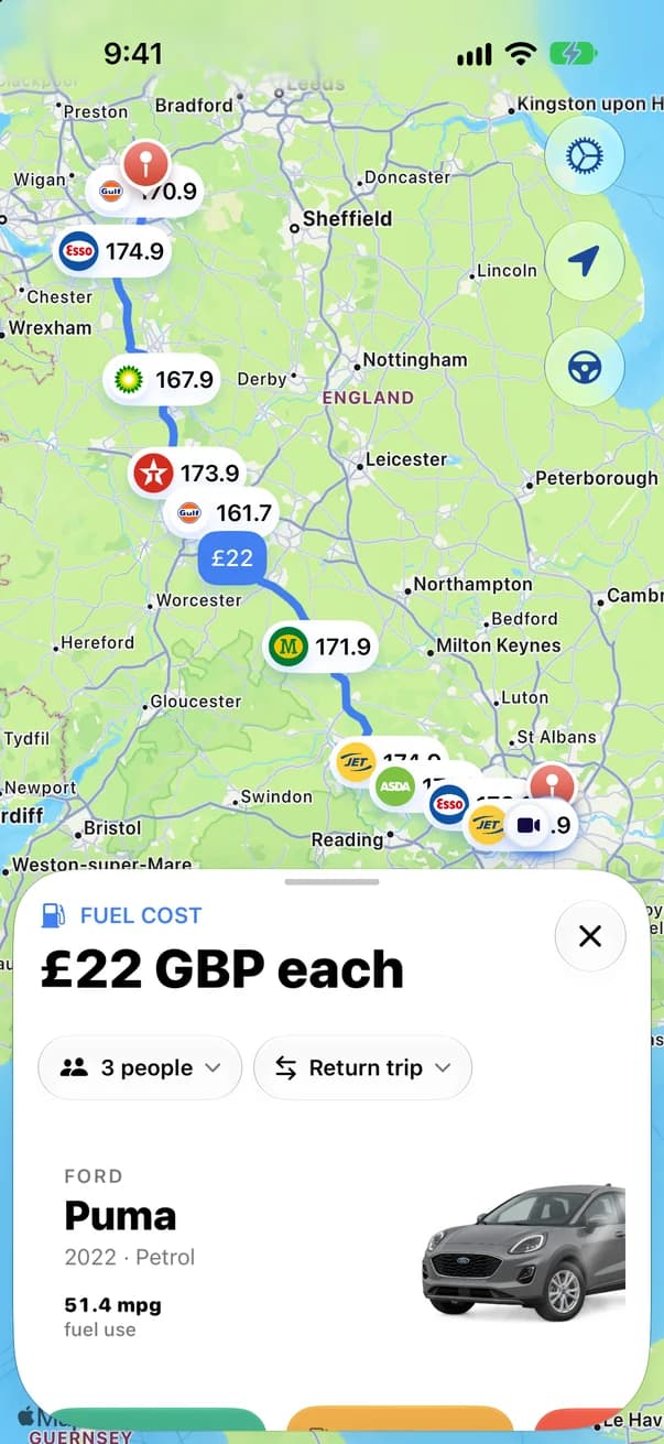 £22 each for three people, return trip