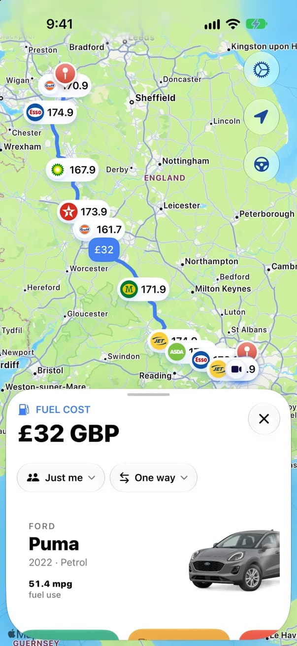 London to Manchester in a Ford Puma: £32 of fuel
